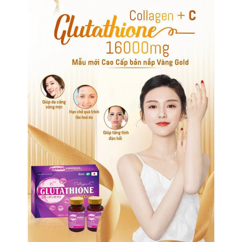 Viên uống trắng da Glutathione 16000mg collagen + C giúp giảm nám, mờ thâm, nâng tone, đều màu da hộp 60 viên | BigBuy360 - bigbuy360.vn