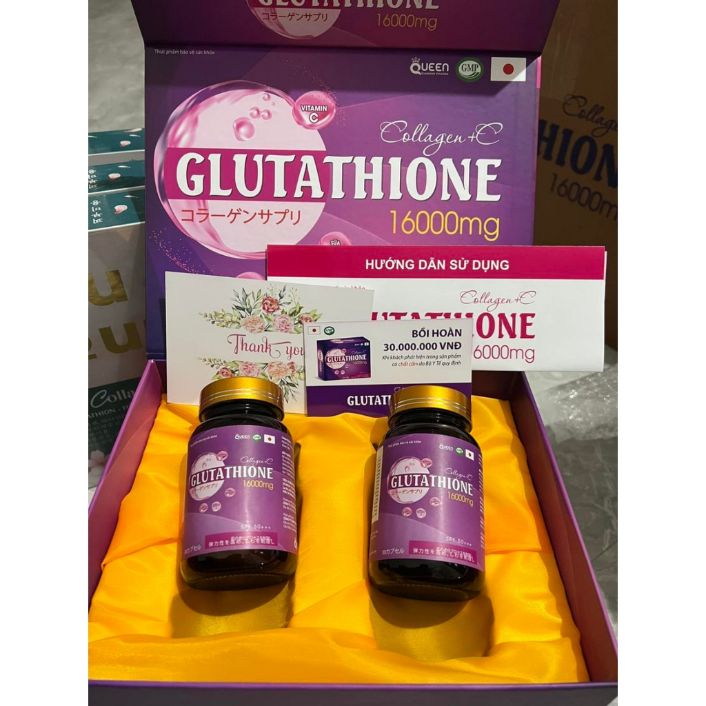 Viên uống trắng da Glutathione 16000mg collagen + C giúp giảm nám, mờ thâm, nâng tone, đều màu da hộp 60 viên | BigBuy360 - bigbuy360.vn