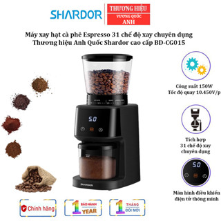 [ Bh 1 NĂM] Máy xay hạt cà phê 31 chế độ Espresso cao cấp Shardor BD-CG015 Thương hiệu Anh Quốc