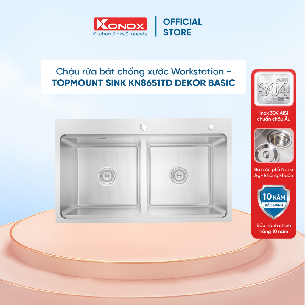 Chậu rửa bát chống xước Top Mount Sink KN8651TD Dekor Basic