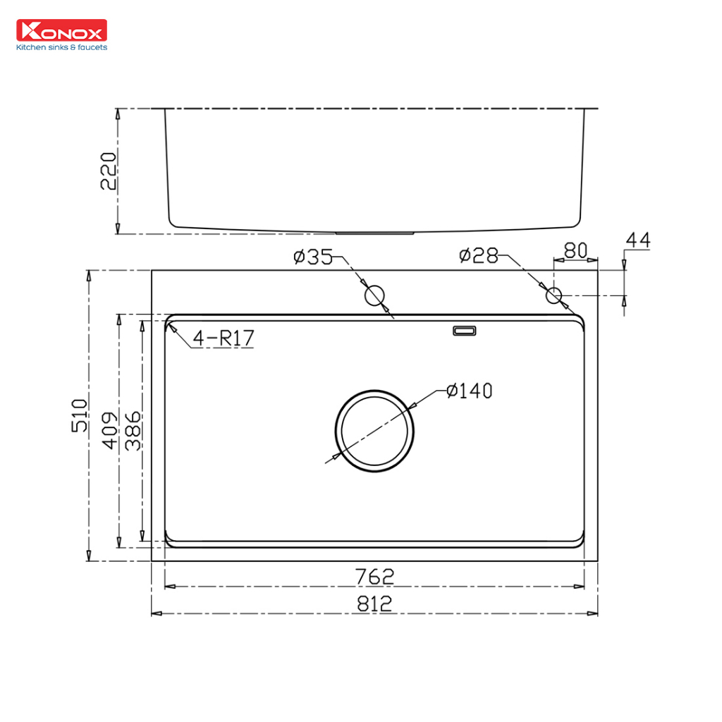 Chậu rửa bát chống xước Top Mount Sink KN8151TS Dekor Basic