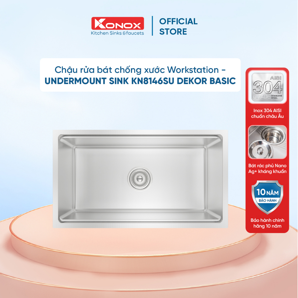 Chậu rửa bát chống xước Undermount Sink KN8146SU Dekor Basic