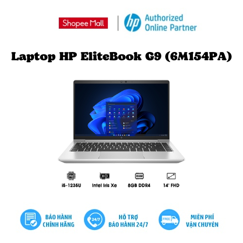 Laptop HP EliteBook 640 G9 (6M154PA)/ Bạc/ Intel Core i5-1235U (up to 4.4Ghz, 12MB)/ RAM 8GB/ 512GB SSD/ Intel Iris Xe G