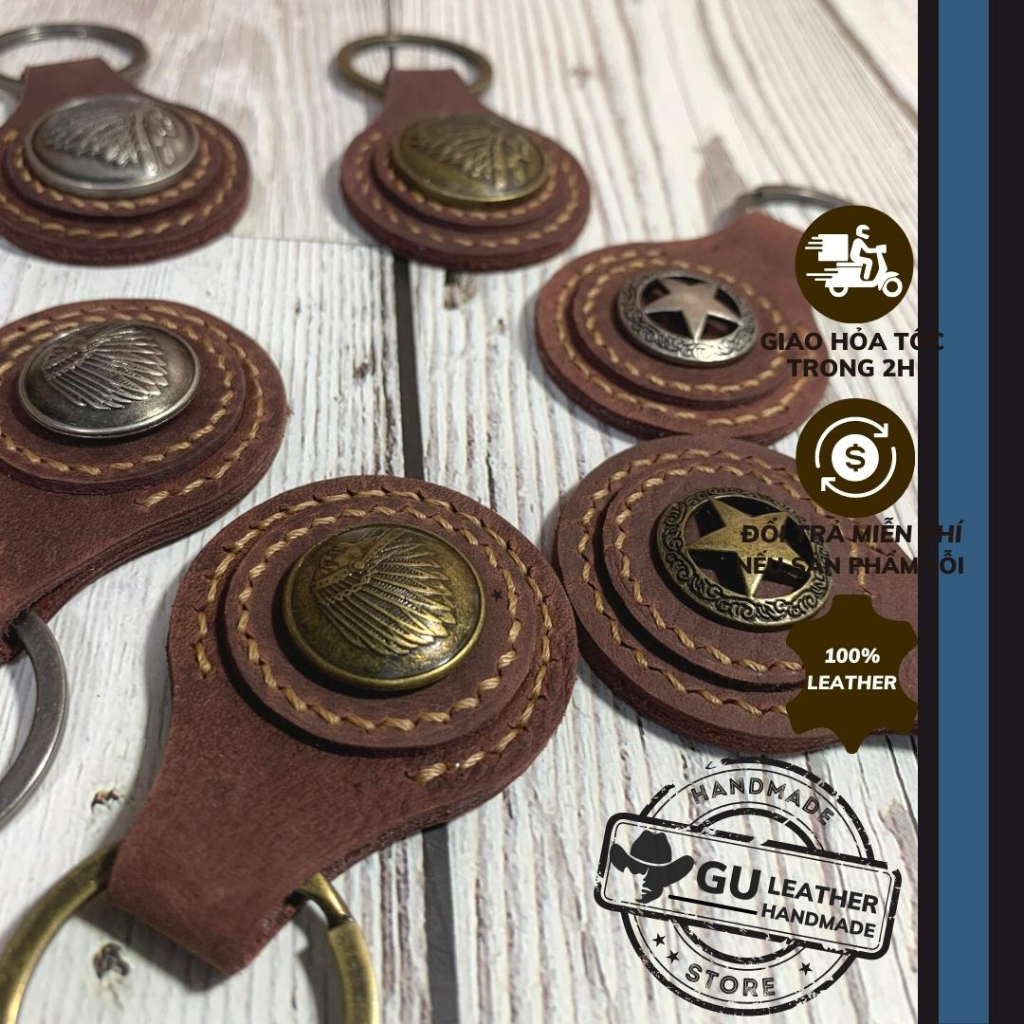 Móc khóa xe máy, ô tô phong cách độc lạ hàng handmade chất liệu da bò quà lưu niệm - Gu Leather