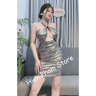 Đầm body tròng cổ hở ngực sexy DN7616