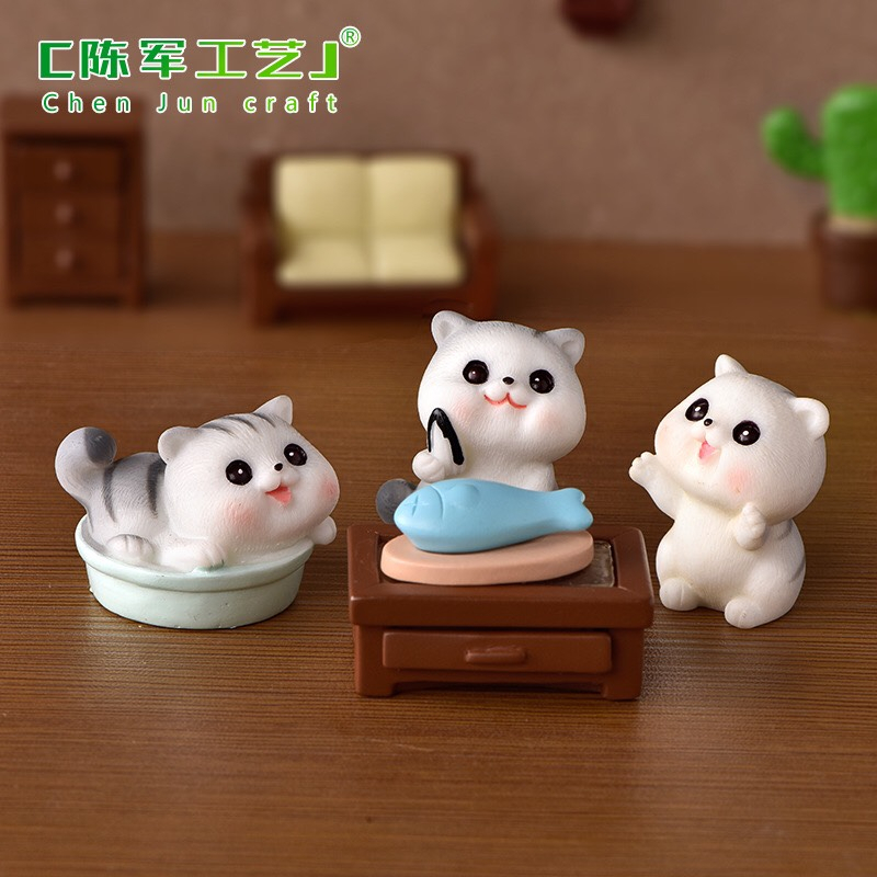 Phụ Kiện, Mô Hình Tiểu Cảnh Hình Mèo Con, Terrarium, Trang Trí Chậu Cây, Bàn Học, Bể Cá, DIY Cute
