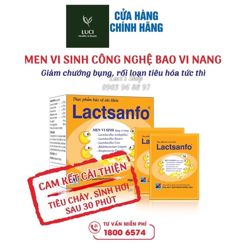 Men vi sinh Lactsanfo| Giảm ngay chướng bụng, đầy hơi, tiêu chảy tức thì, giảm táo bón, giúp ăn ngon