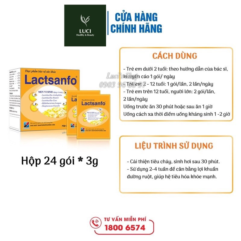Men vi sinh Lactsanfo| Giảm ngay chướng bụng, đầy hơi, tiêu chảy tức thì, giảm táo bón, giúp ăn ngon