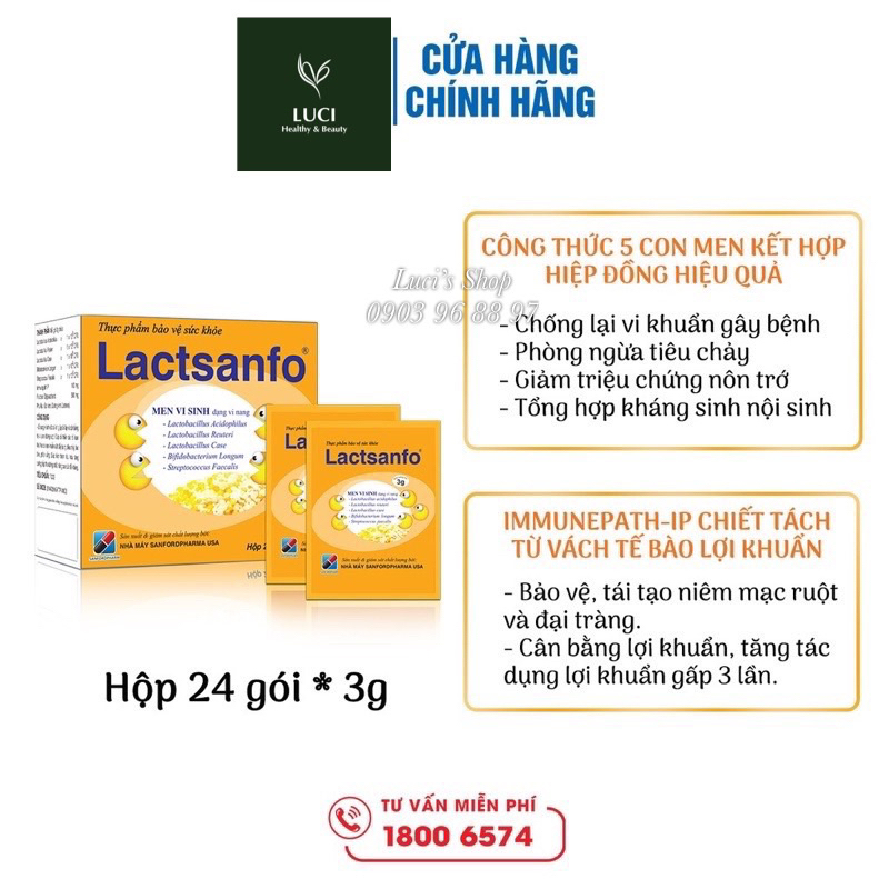 Men vi sinh Lactsanfo| Giảm ngay chướng bụng, đầy hơi, tiêu chảy tức thì, giảm táo bón, giúp ăn ngon