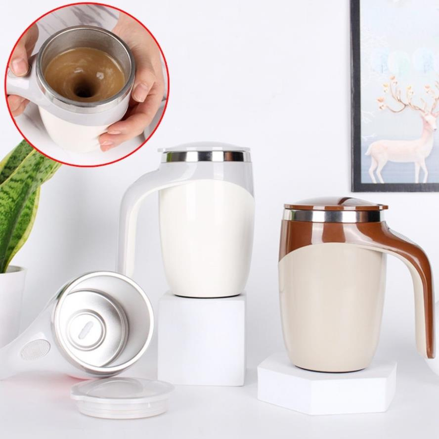 Cốc Ly Khuấy Tự Động Thông Minh Xoay 360 Độ Không Cần Thìa Tiện Lợi, Dùng Pin Siêu Tiện Chất Liệu Thép 304 Không Rỉ