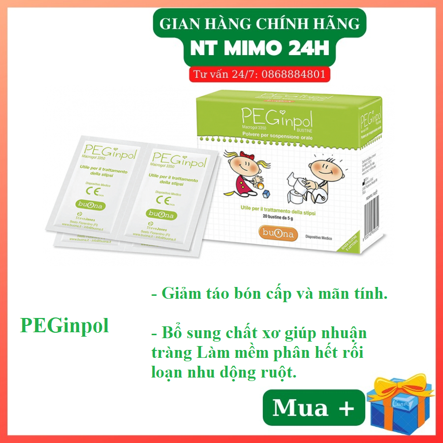 [ Quà tặng ngẫu nhiên ] BUONA PEGINPOL GIÚP BÉ NHUẬN TRÀNG, HẾT TÁO BÓN (hộp 20 gói x 5g) | NHẬP KHẨU CHÍNH HÃNG ITALY