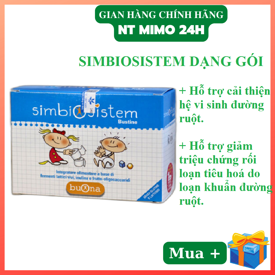 Buona Simbiosistem Bustine - Men Vi Sinh Bổ Sung 10 Tỷ Lợi Khuẩn Và Chất Xơ, Giảm Táo Bón, Giúp Ăn Ngon - Hộp 20 Gói 2g