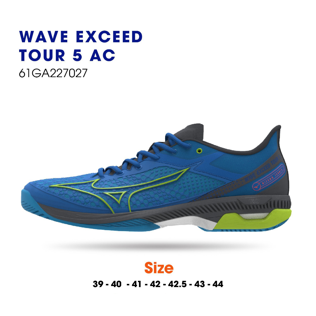 Giày Mizuno Tennis Wave Exceed Tour 5 AC 61GA227030 màu trắng phối xanh