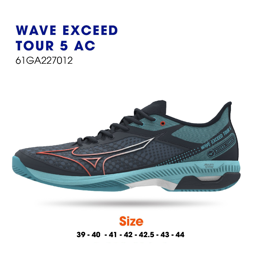 Giày Mizuno Tennis Wave Exceed Tour 5 AC 61GA227030 màu trắng phối xanh