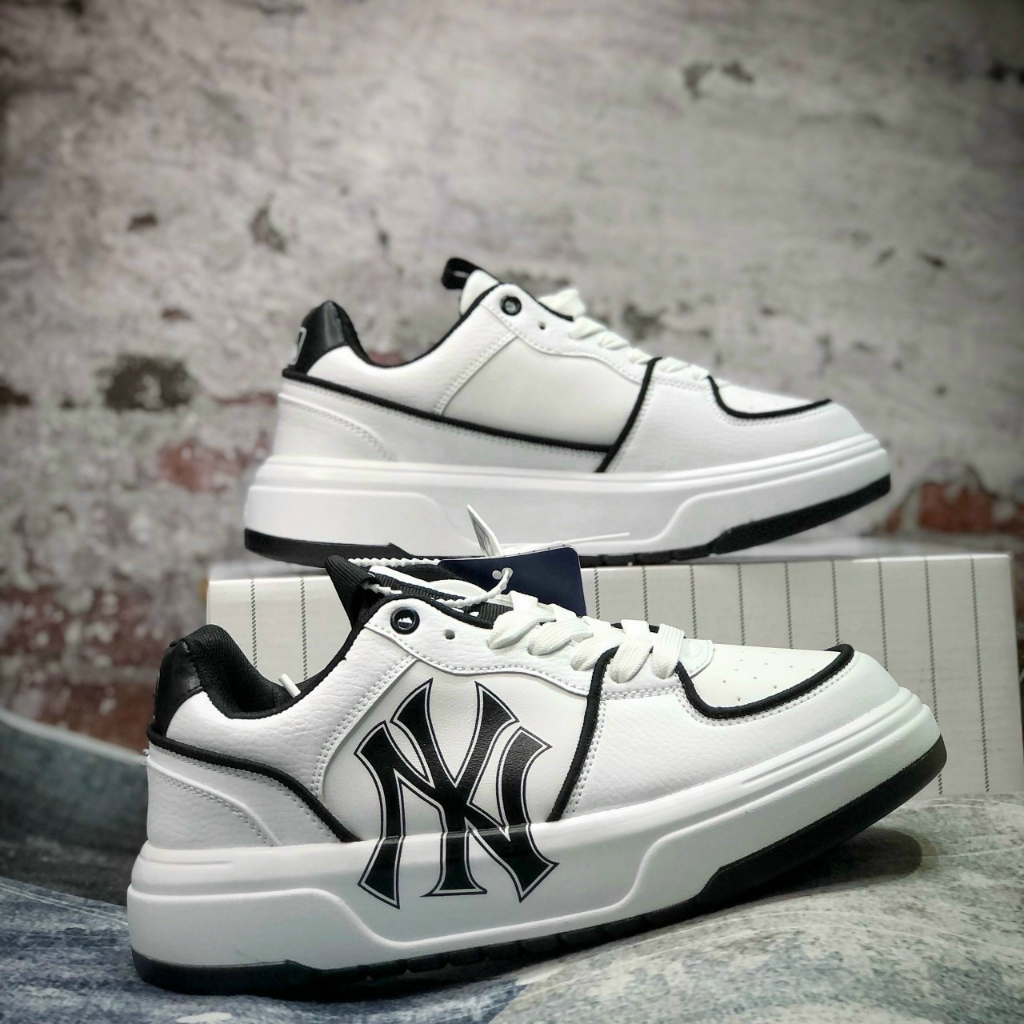 Giày Sneaker MLB Chunky, Giày Thể Thao MLB Trắng Phối Đen Siêu Đẹp Full Box Bill Tặng Tất