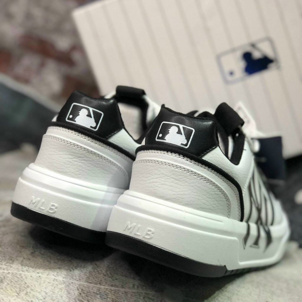 Giày Sneaker MLB Chunky, Giày Thể Thao MLB Trắng Phối Đen Siêu Đẹp Full Box Bill Tặng Tất