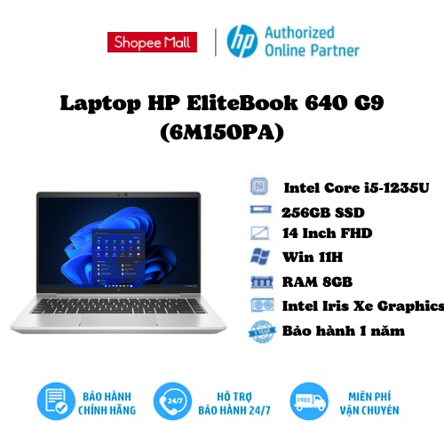 Laptop HP EliteBook 640 G9 (6M150PA)/Bạc/Intel Core i5-1235U (upto 4.4Ghz, 12MB)/ RAM 8GB/256GB SSD