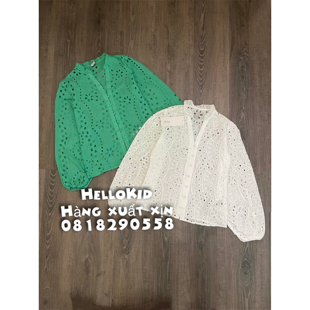 Áo sơmi ren lỗ amisu