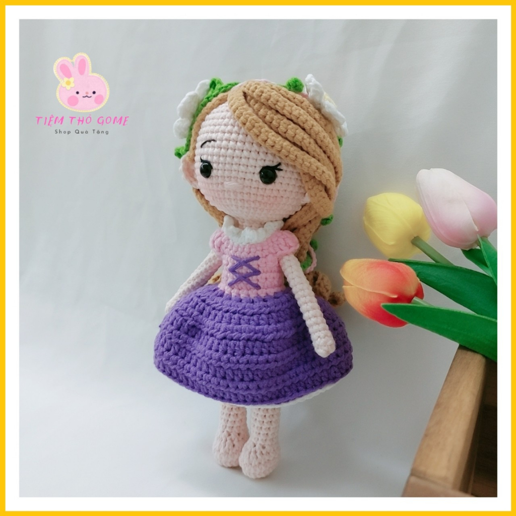 Búp bê len handmade - Công chúa Tóc Mây Rapunzel  - An toàn cho bé