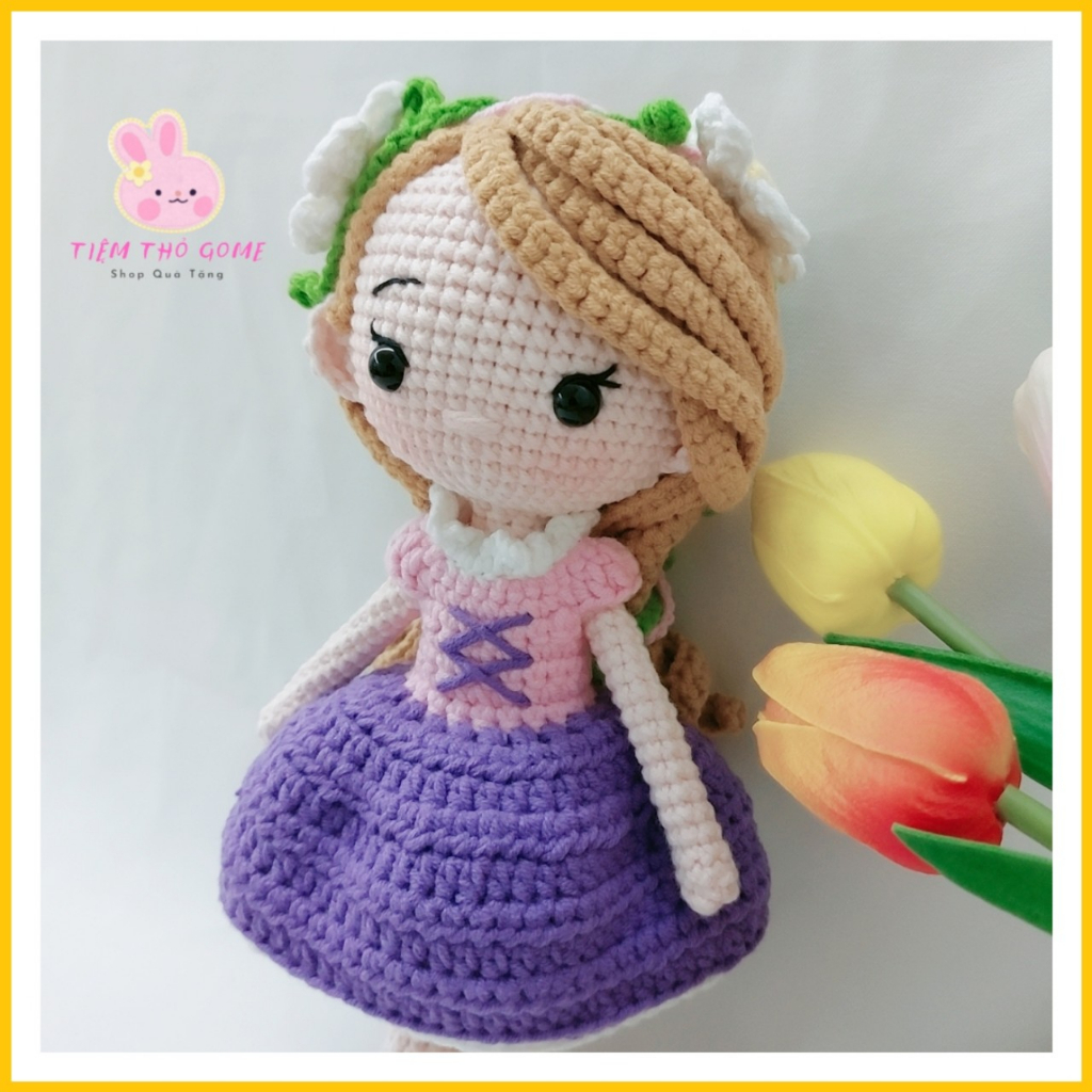 Búp bê len handmade - Công chúa Tóc Mây Rapunzel  - An toàn cho bé