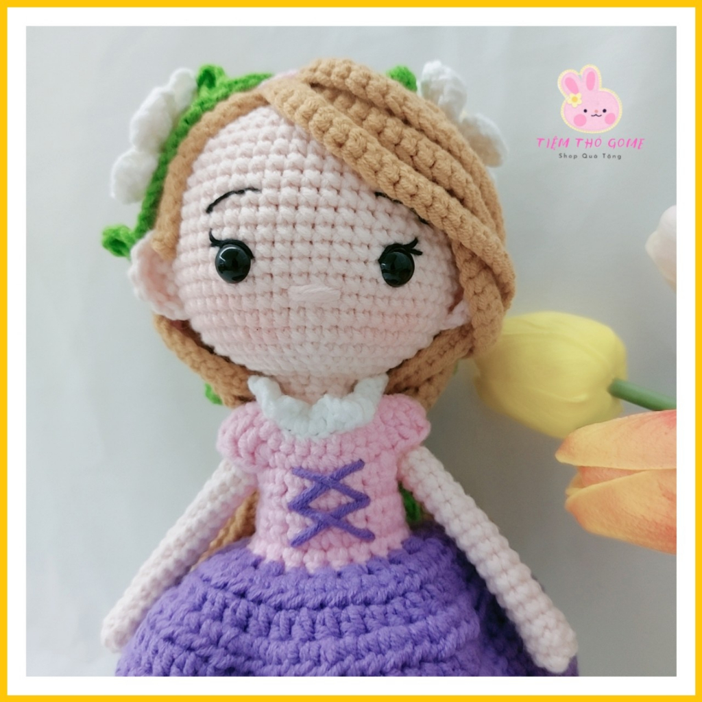 Búp bê len handmade - Công chúa Tóc Mây Rapunzel  - An toàn cho bé