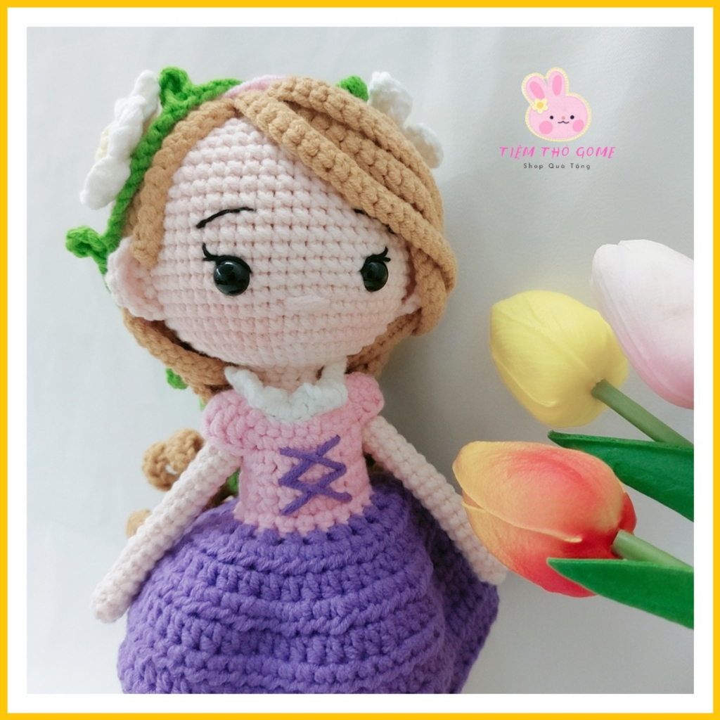 Búp bê len handmade - Công chúa Tóc Mây Rapunzel  - An toàn cho bé