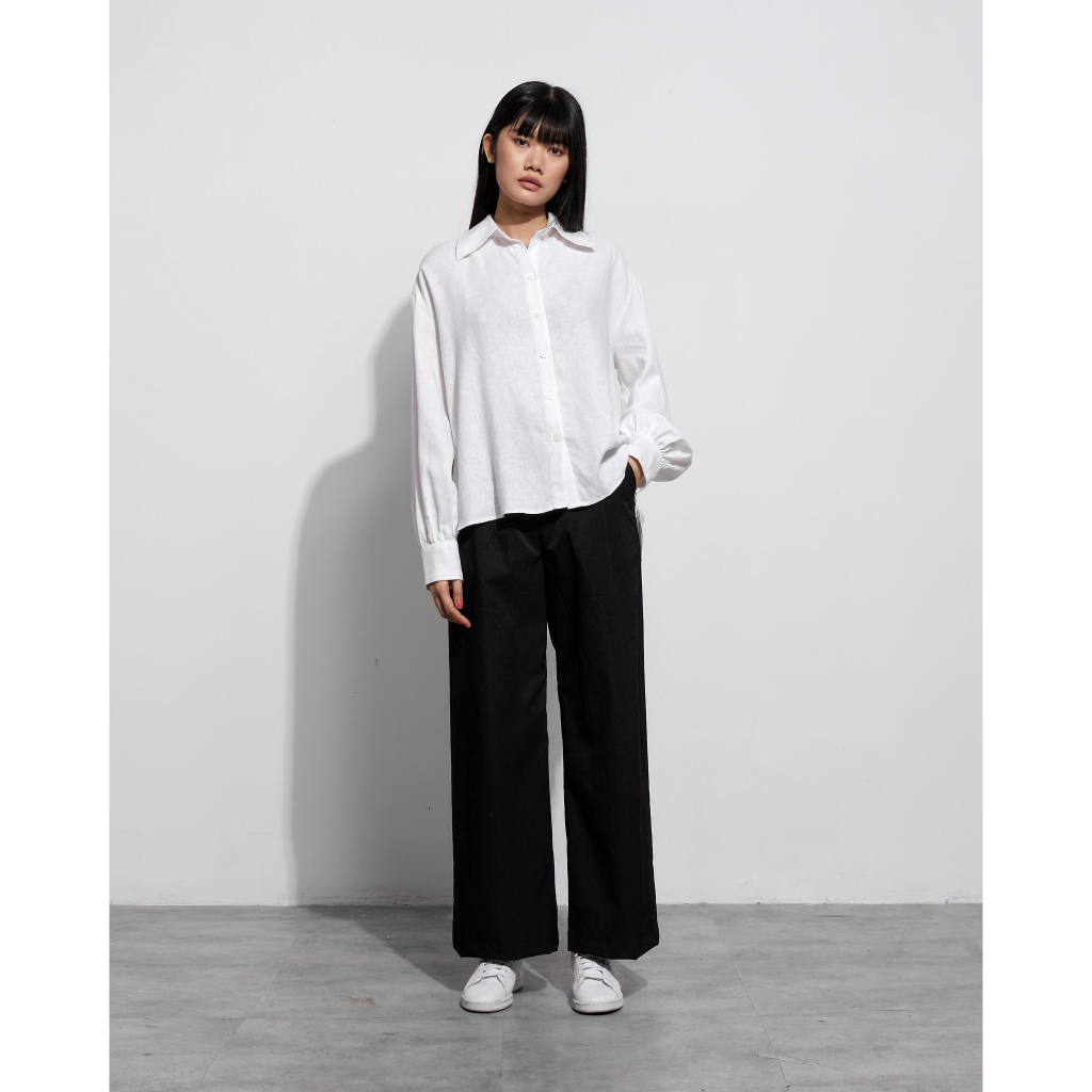 Quần tây nữ ống rộng màu đen, Best Seller là min - BLACK WIDE-LEG TROUSERS