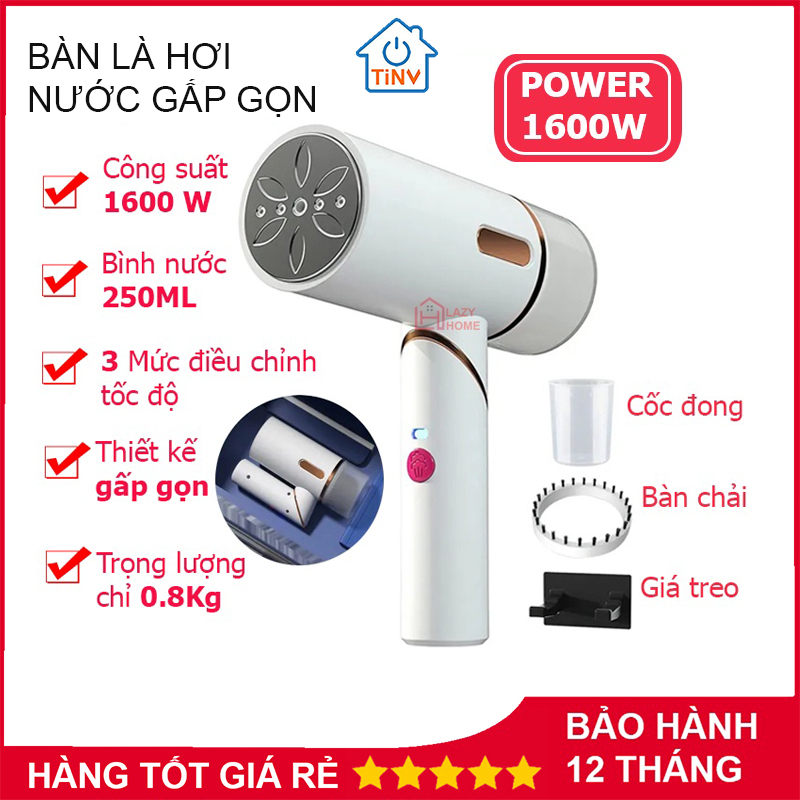 Bàn là hơi nước cầm tay du lịch - Công suất lớn 1600W - Bình nước 250 ml- Ủi phẳng mọi loại vải - BH 12 Tháng