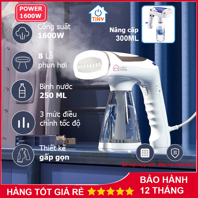 Bàn là hơi nước cầm tay gia đình Công suất lớn 1600 W - Bình nước 300 ml - Là phẳng mọi chất liệu- BH 12T