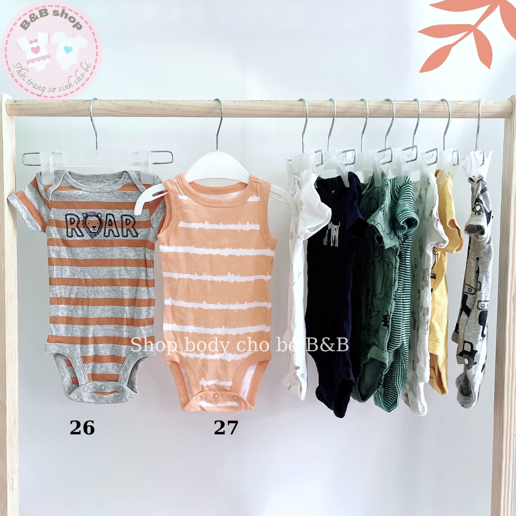 (Chọn mẫu 0-3m) Body chip xuất dư Cambodia chất cotton cho bé sơ sinh và bé trai bé gái, bodysuit Carter cho bé
