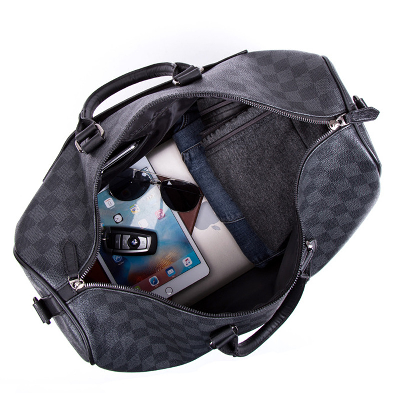 Túi Du Lịch Nam Nữ Kẻ Caro Thời Trang Cỡ Lớn Xách Tay Đeo Chéo Đựng Quần Áo Tiện Lợi Da Pu Cao Cấp Bền Đẹp Chống Nước