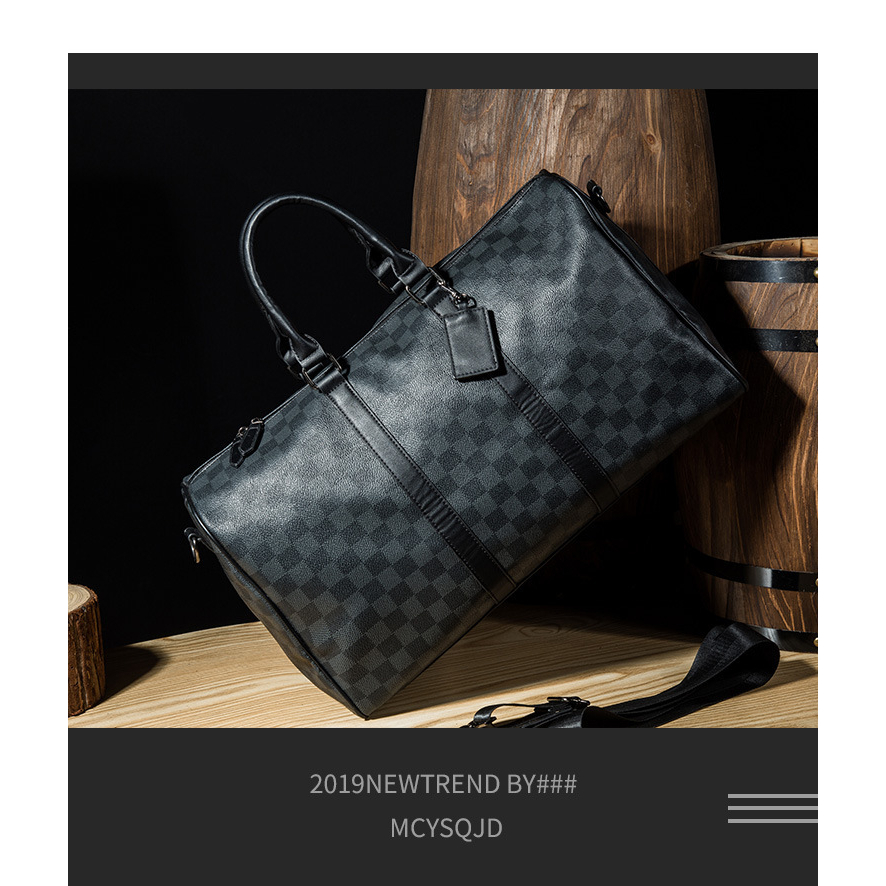 Túi Du Lịch Nam Nữ Kẻ Caro Thời Trang Cỡ Lớn Xách Tay Đeo Chéo Đựng Quần Áo Tiện Lợi Da Pu Cao Cấp Bền Đẹp Chống Nước