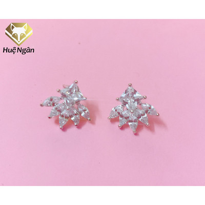 Bông tai bạc Ý 925 Huệ Ngân - Khuyên nụ đá xinh xắn RYE141055