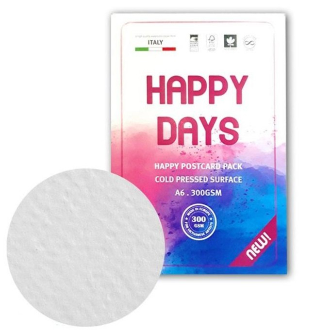 Giấy Vẽ Màu Nước Happy Postcard A6 10 Tờ 300gsm