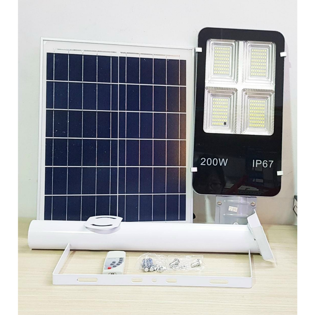 Đèn đường năng lượng mặt trời tấm pin rời 100w - 200w - 300w, Có remote, Có giá đỡ, BH 12 tháng, IP65 430 led siêu sáng