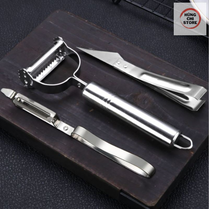 phẩm Bộ 3 món dao bào rau củ tỉa trái cây nhổ lông gà bằng thép không gỉ dụng cụ gọt tỉa đa năng tiện dụng nhà bếp Angol