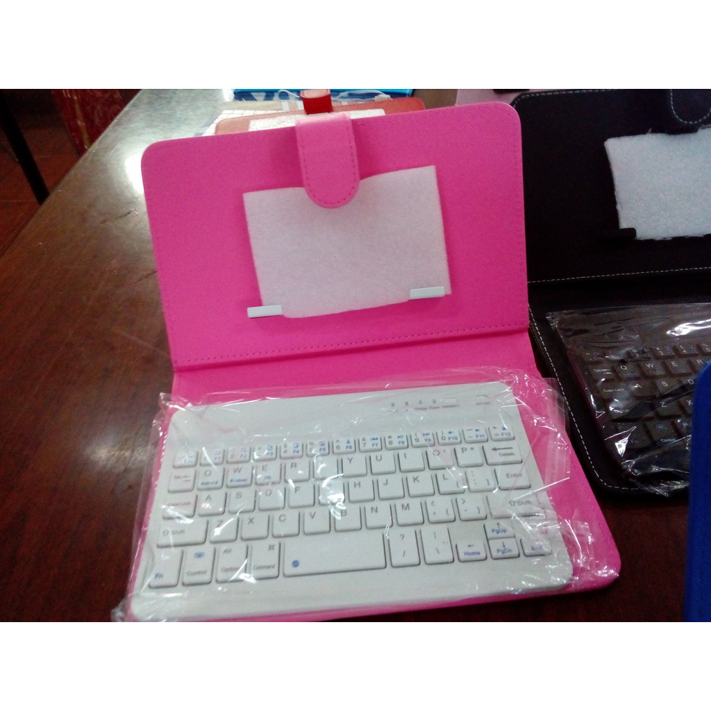 HỒNG Bàn phím Bluetooth kèm bao da đa năng cho điện thoại, máy tính bảng