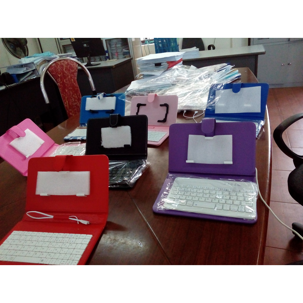 HỒNG Bàn phím Bluetooth kèm bao da đa năng cho điện thoại, máy tính bảng