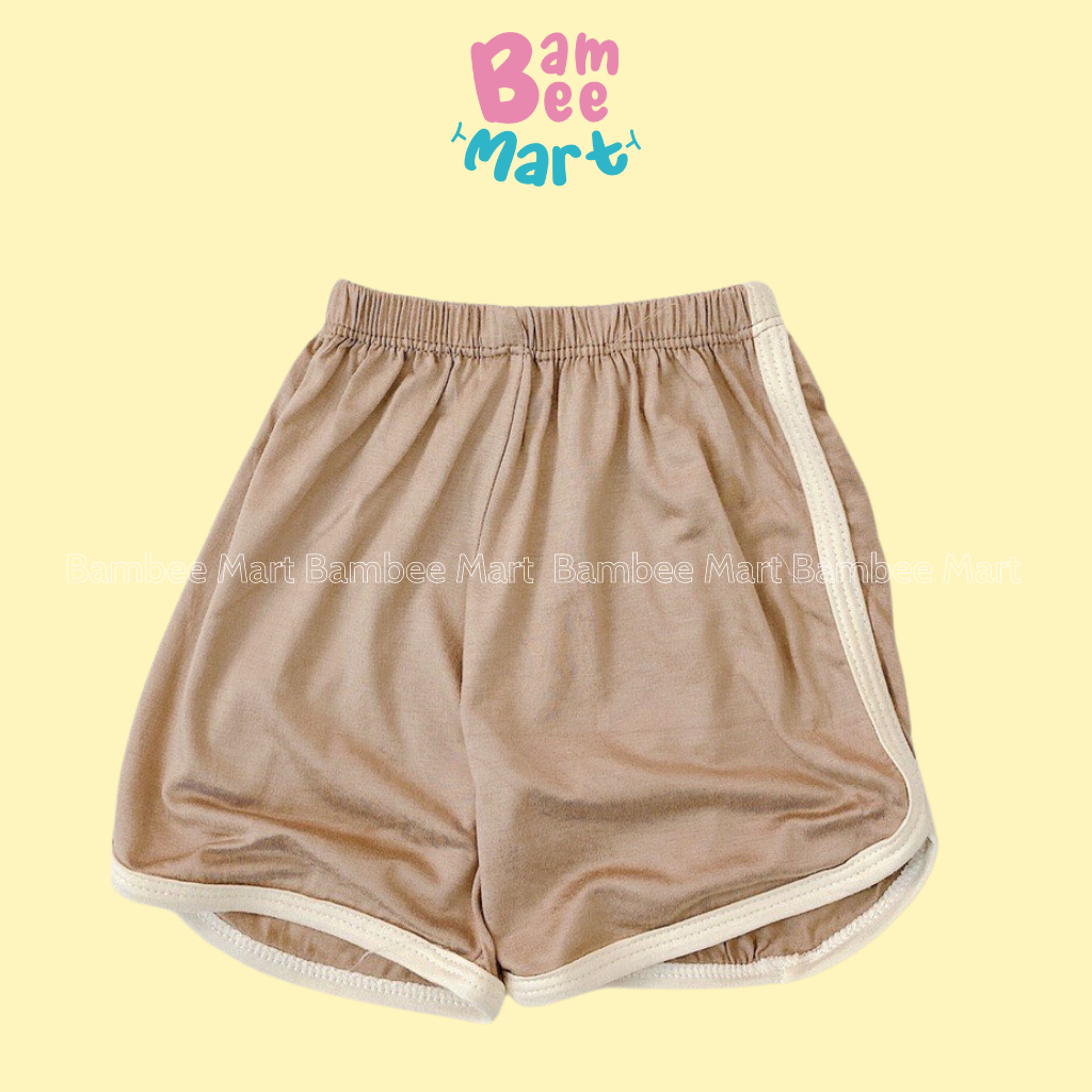 Quần đùi cộc chất thun lạnh màu trơn bo viền cho bé trai, bé gái QC05