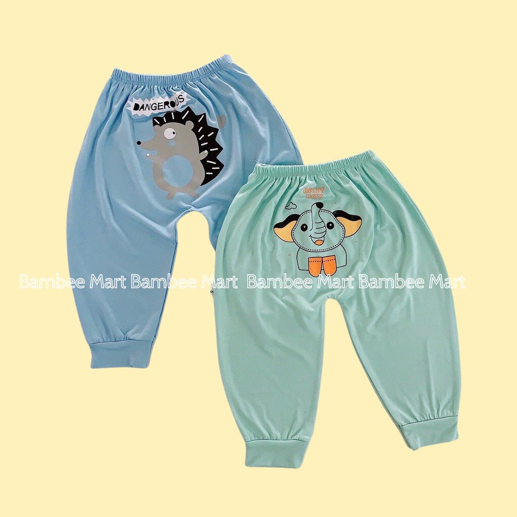 Quần dài thun lạnh màu trơn mông thú cho bé trai bé gái QD4