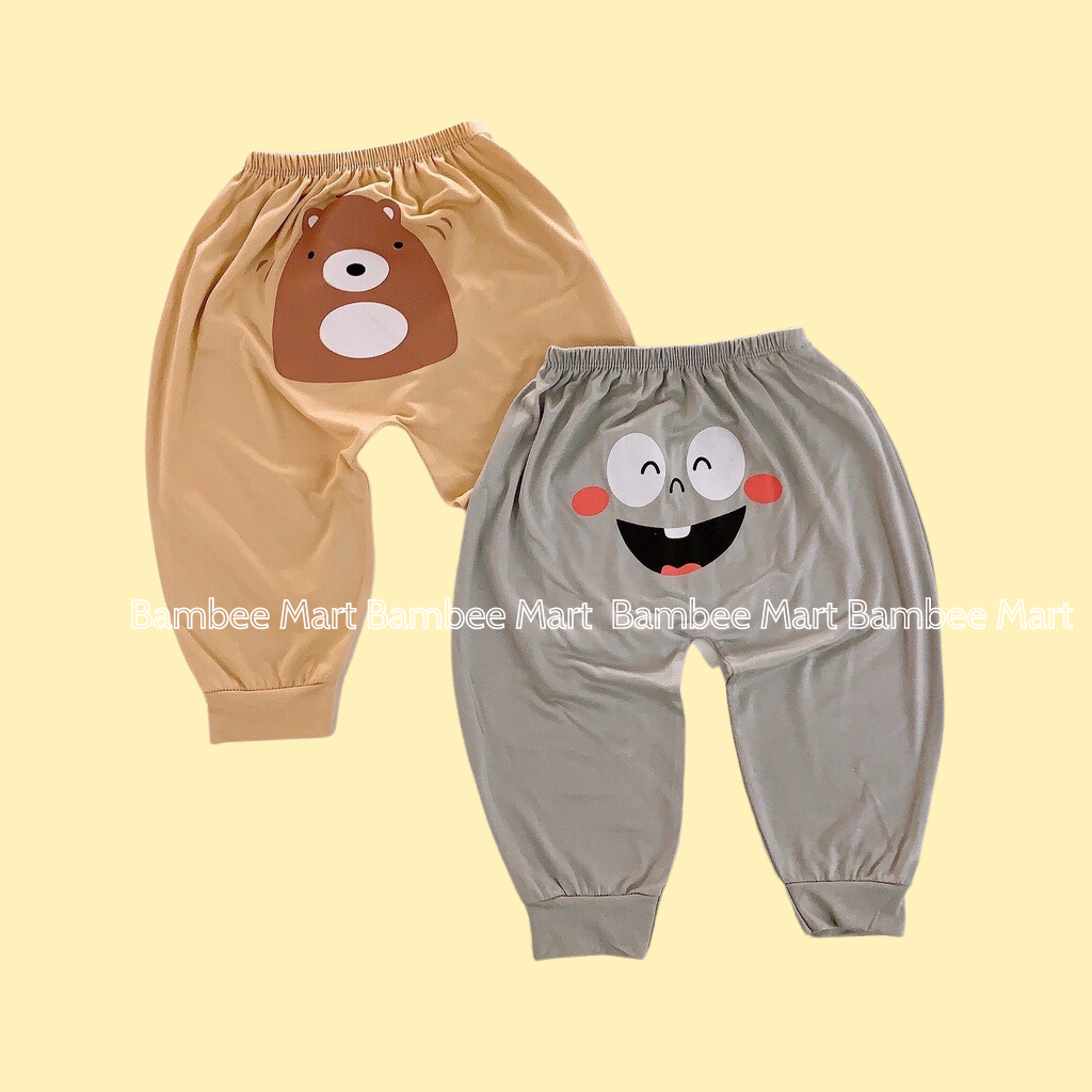 Quần dài thun lạnh màu trơn mông thú cho bé trai bé gái QD4