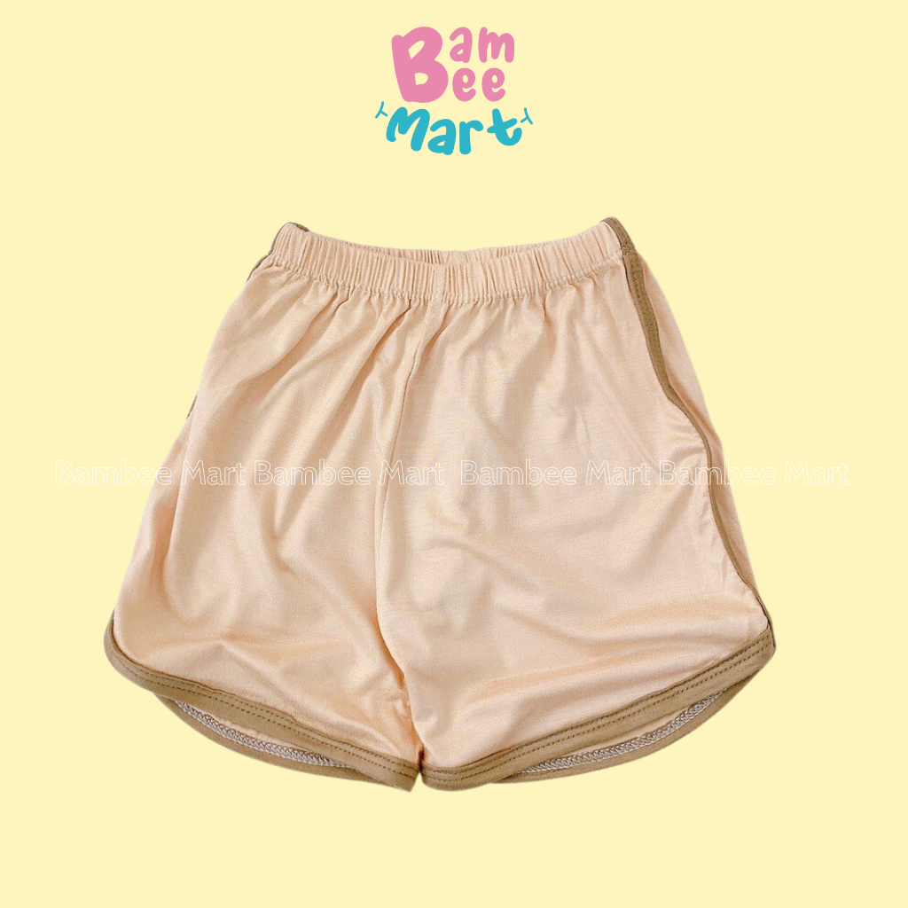 Quần đùi cộc chất thun lạnh màu trơn bo viền cho bé trai, bé gái QC05