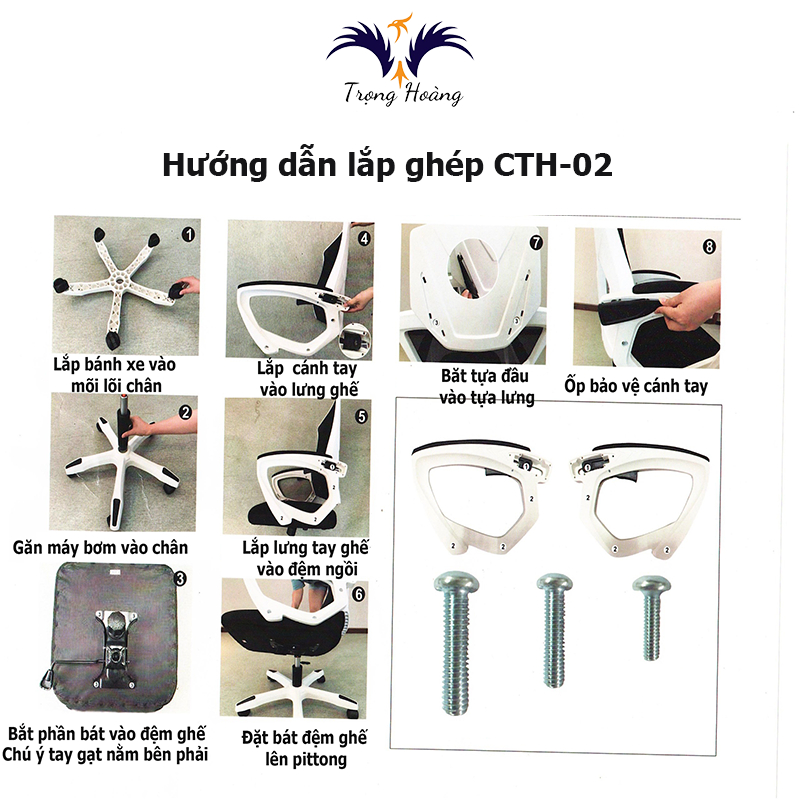 Ghế Công Thái Học, CTH-02 Bảo Vệ Cột Sống - Có Tựa Đầu - Tựa Lưng Lưới - Gác Chân | BigBuy360 - bigbuy360.vn