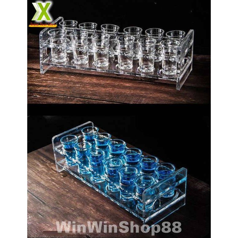 Khay đựng 12 ly full shot trong suốt dùng cho các bữa tiệc và quán bar pub
