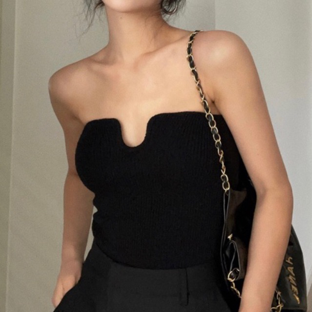 LINHCHÂU Áo ống croptop không dây .Phong cách Hàn Quốc