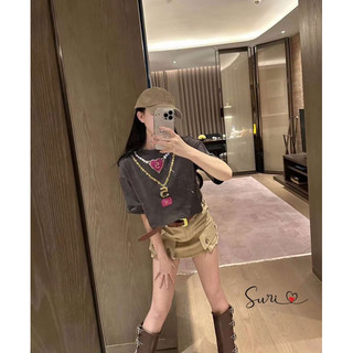 Áo thun crotop vảy sơn chace vòng cổ