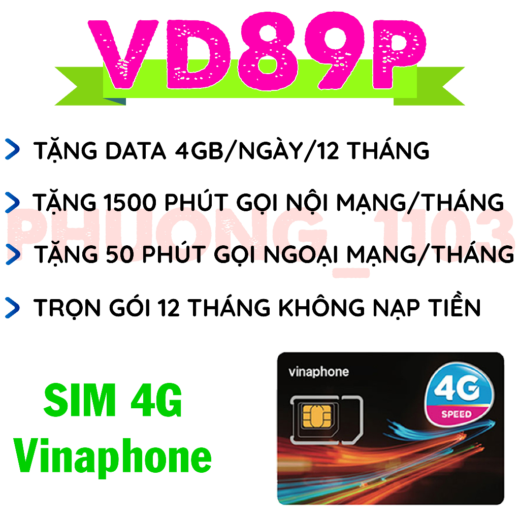 Miễn phí 1 năm – SIM 4G Vinaphone 2GB-4GB- 6GB/ngày, gọi miễn phí ...