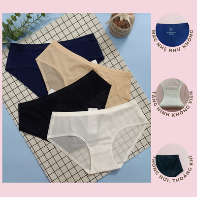 [BST mới] Quần lót nữ biết thở không đường may Vicci 209 kẻ caro thông hơi nhiều màu