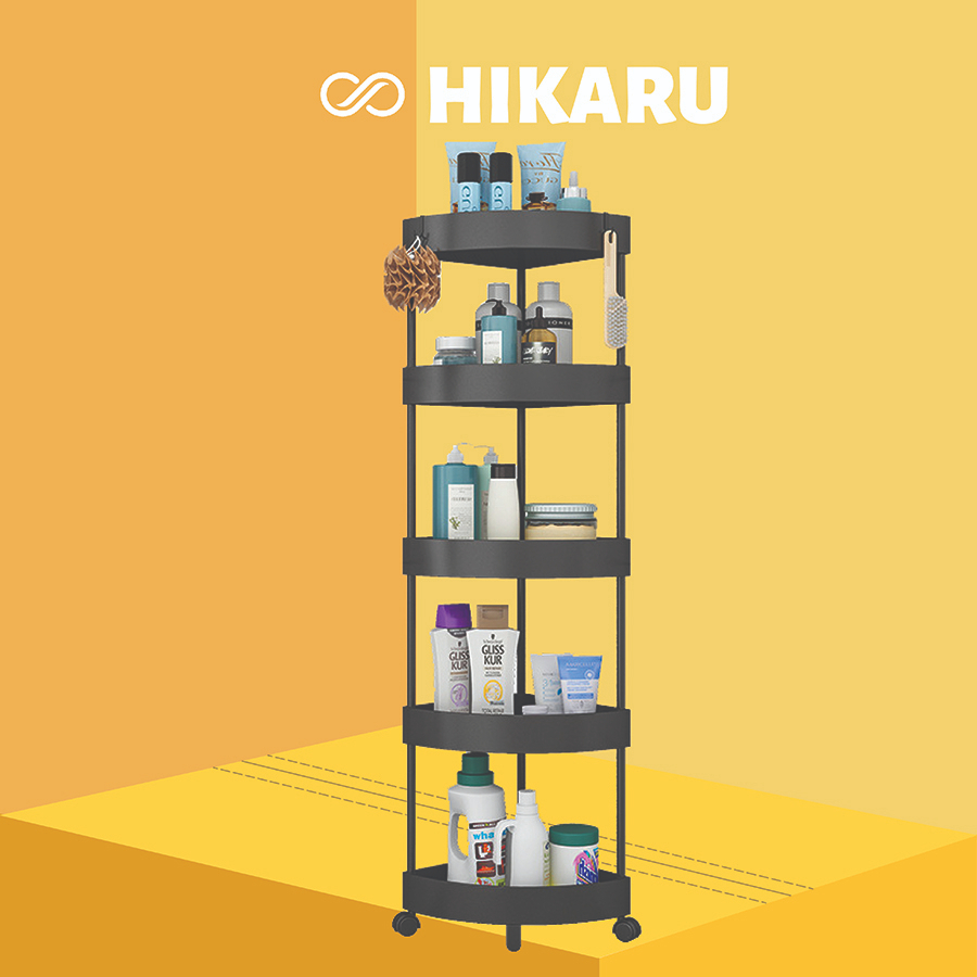 Kệ Để Đồ Góc Tường Nhiều Tầng HIKARU_HÀNG NHẬP KHẨU_HK-KH-010_Kệ Khay Nhựa 3, 4, 5 Tầng