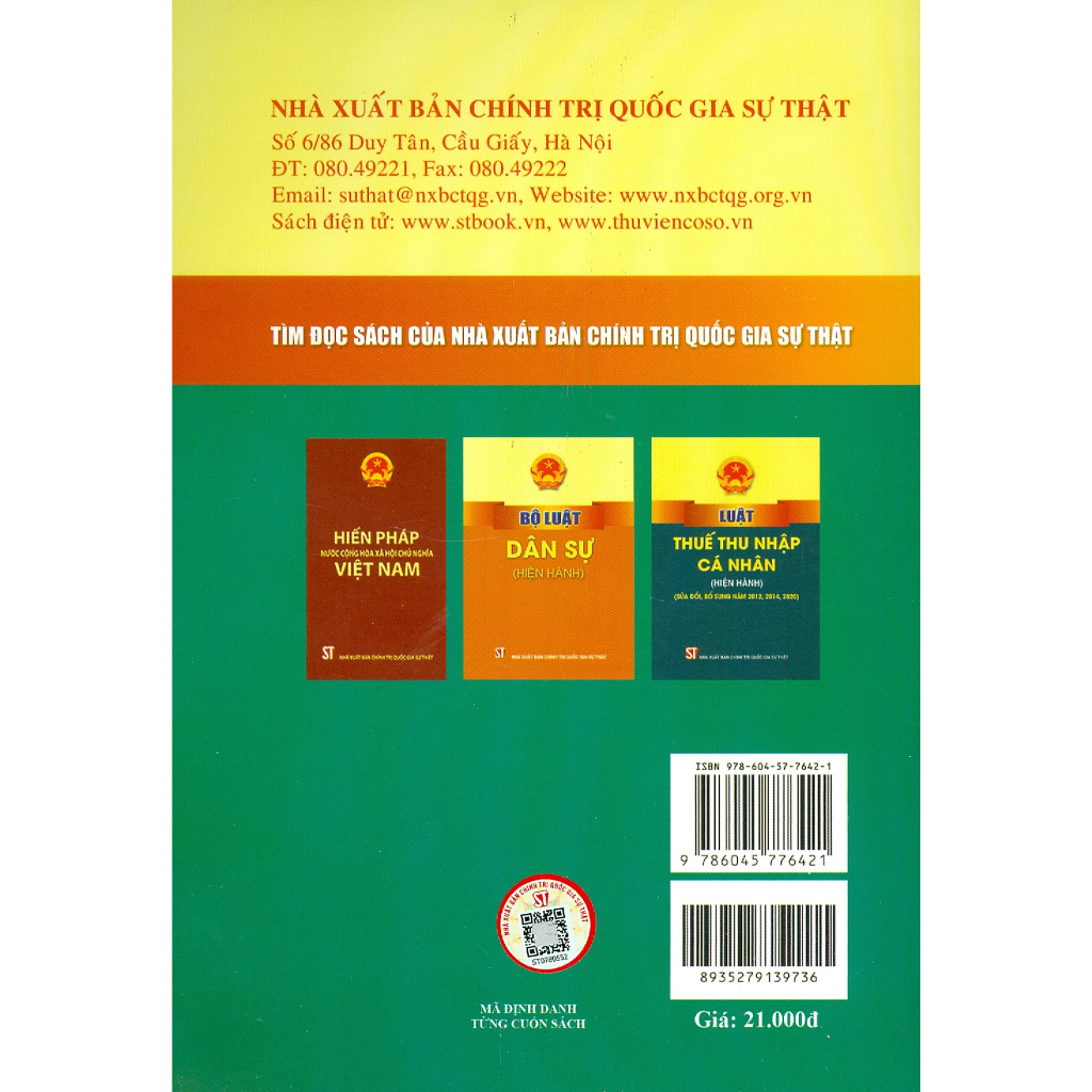 [Mã BMLT35 giảm đến 35K đơn 99K] Sách - Luật Thuế Tiêu Thụ Đặc Biệt (Hiện Hành) (Sửa Đổi, Bổ Sung Năm 2014, 2016, 2022) | BigBuy360 - bigbuy360.vn